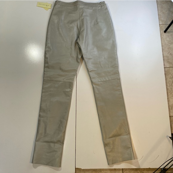Excelled Grayish 100% Leather Vintage High Rise Motorcycle Inspired Pants NWT 8 - Picture 4 of 16